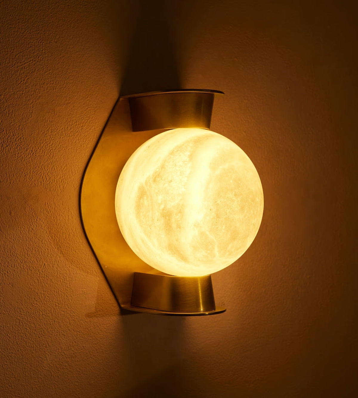 Alabaster Orb Brass Wall Sconce