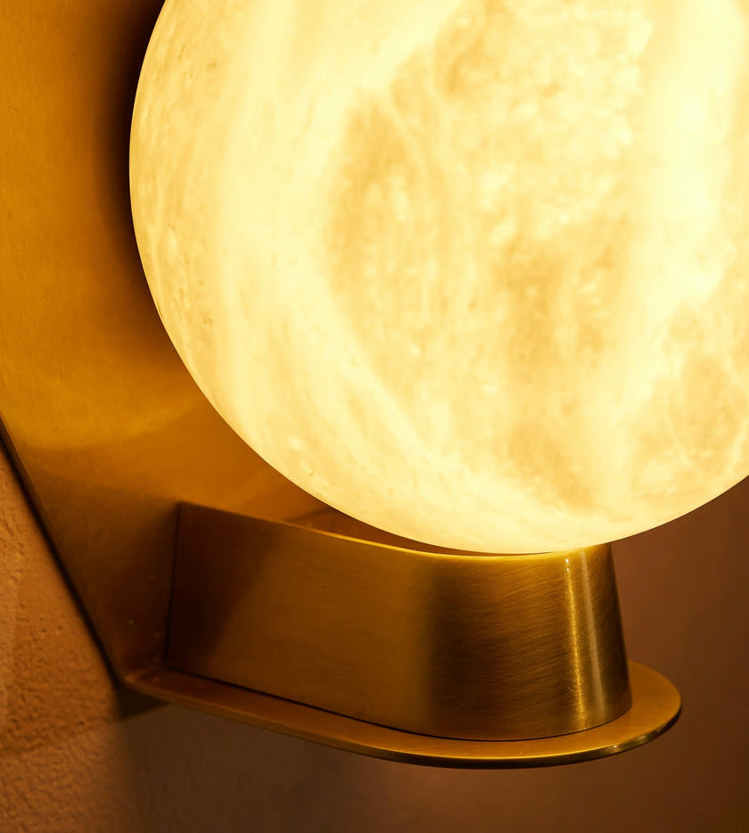 Alabaster Orb Brass Wall Sconce