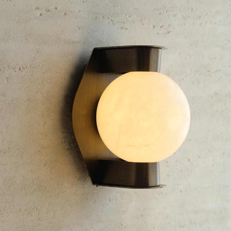 Alabaster Orb Brass Wall Sconce