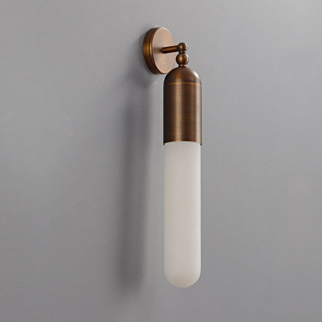 Alabaster & Brass Tube Wall Sconce