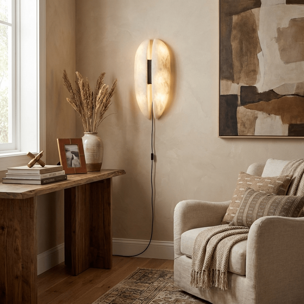 Alabaster Panel Plug-In Wall Sconce
