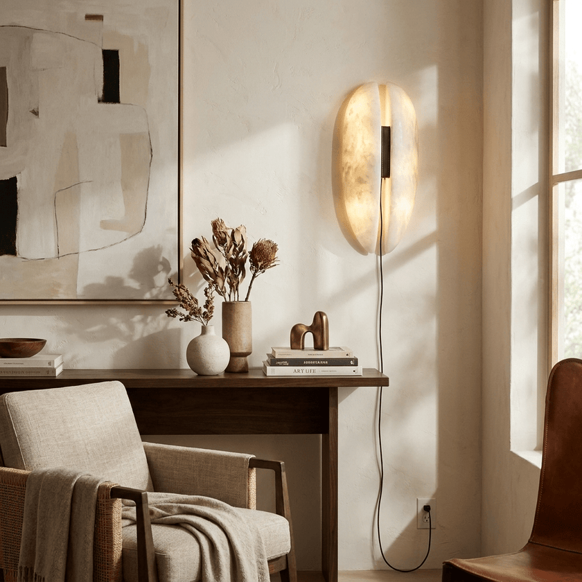Alabaster Panel Plug-In Wall Sconce