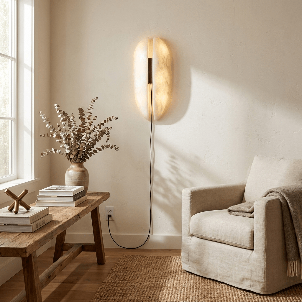 Alabaster Panel Plug-In Wall Sconce