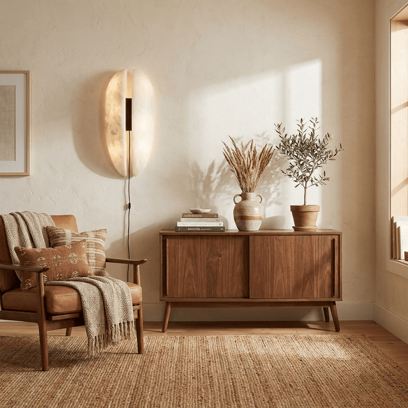 Alabaster Panel Plug-In Wall Sconce