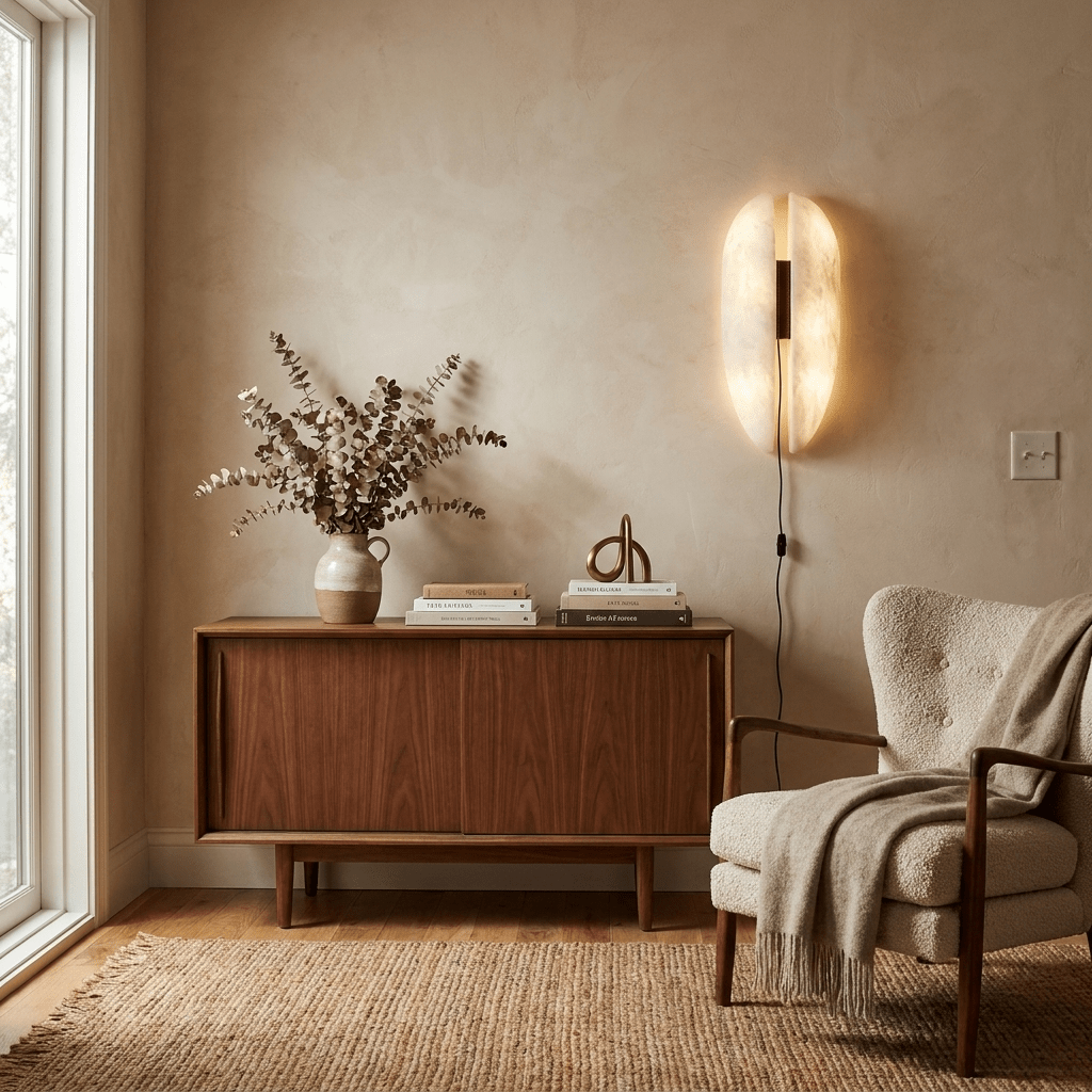 Alabaster Panel Plug-In Wall Sconce