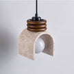 Travertine & Walnut Arch Pendant Lamp