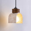 Travertine & Walnut Arch Pendant Lamp
