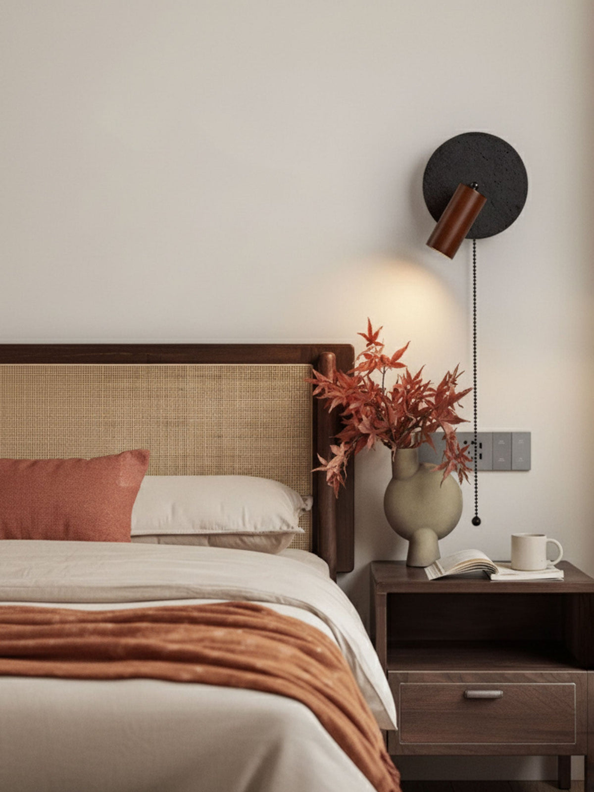 Black Travertine Walnut Wall Sconce