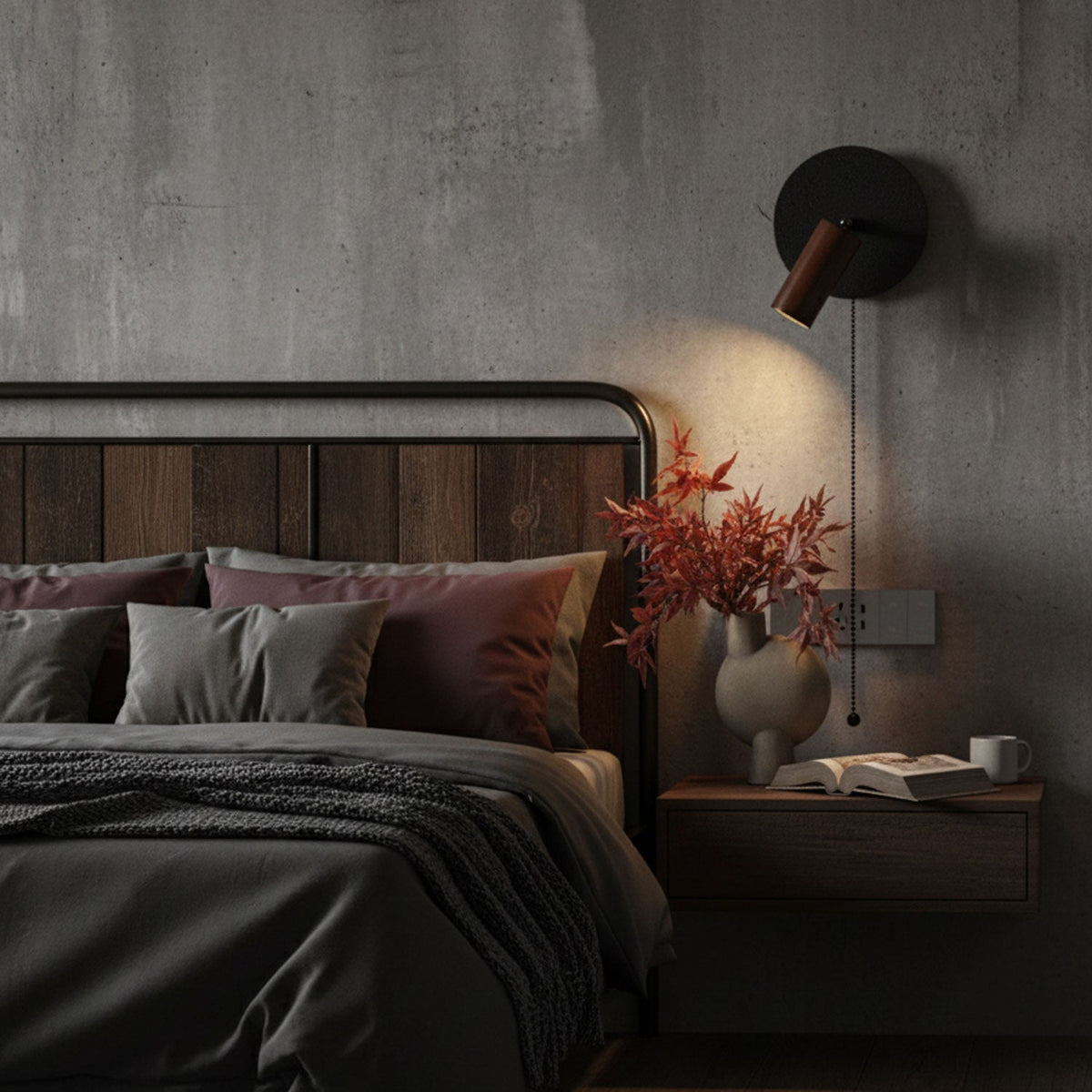 Black Travertine Walnut Wall Sconce
