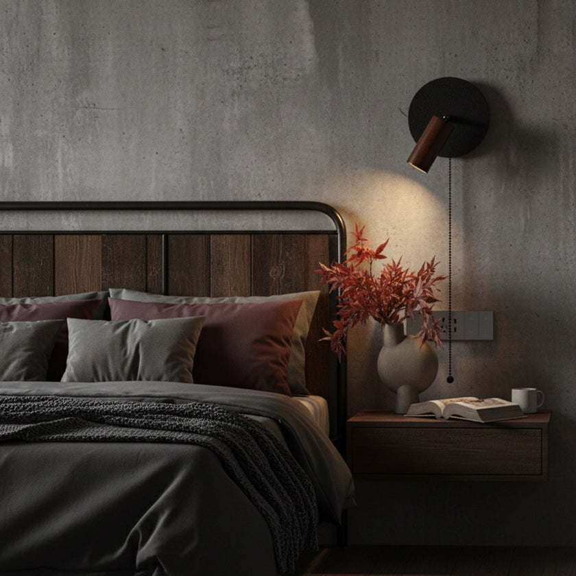 Black Travertine Walnut Wall Sconce