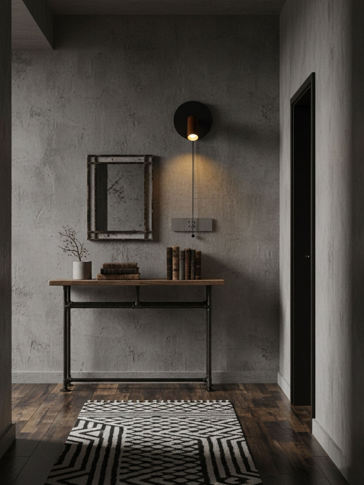 Black Travertine Walnut Wall Sconce