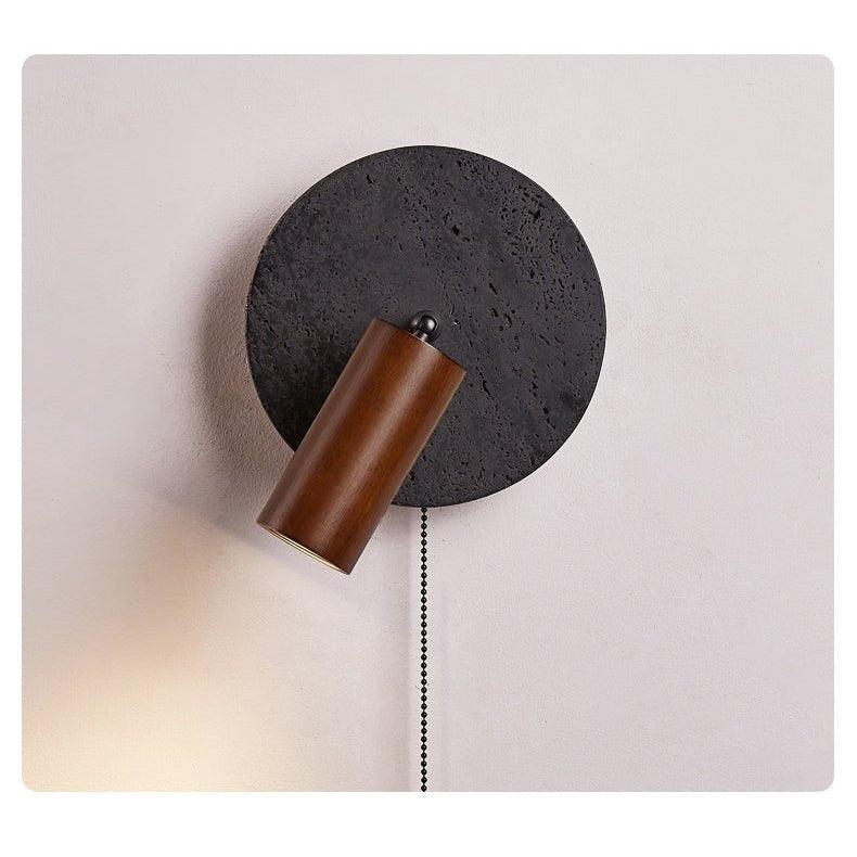 Black Travertine Walnut Wall Sconce