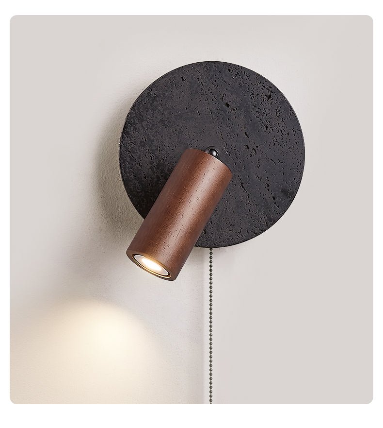 Black Travertine Walnut Wall Sconce