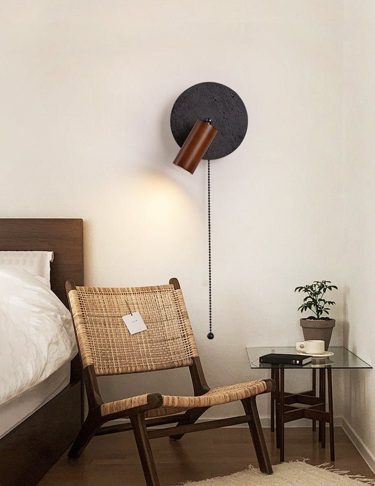 Black Travertine Walnut Wall Sconce