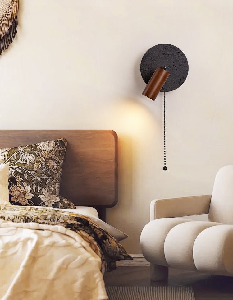 Black Travertine Walnut Wall Sconce