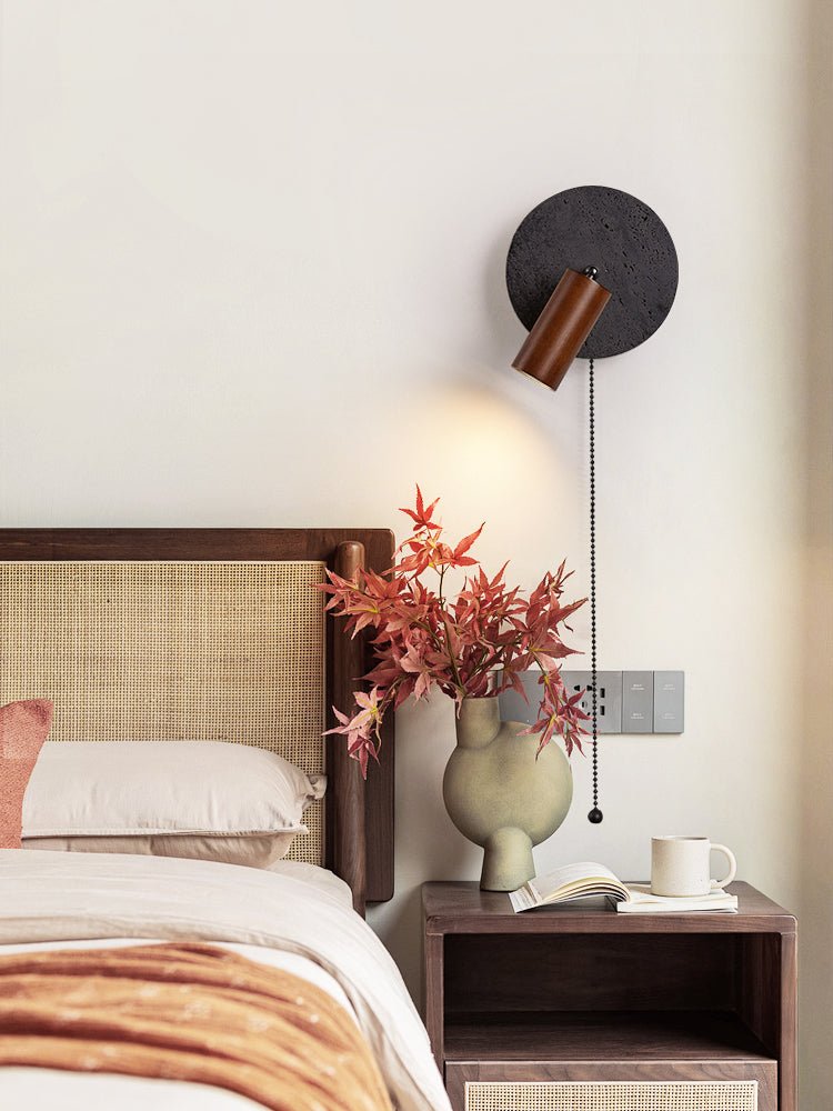 Black Travertine Walnut Wall Sconce