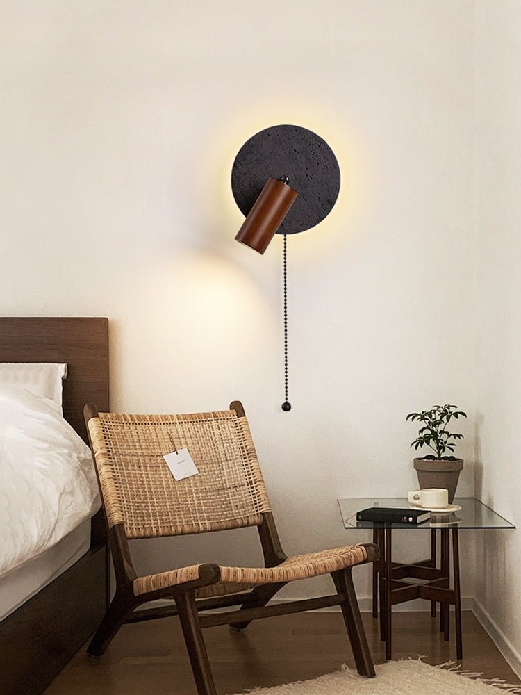 Black Travertine Walnut Wall Sconce