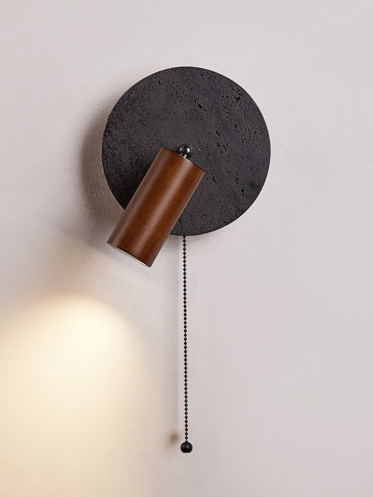 Black Travertine Walnut Wall Sconce