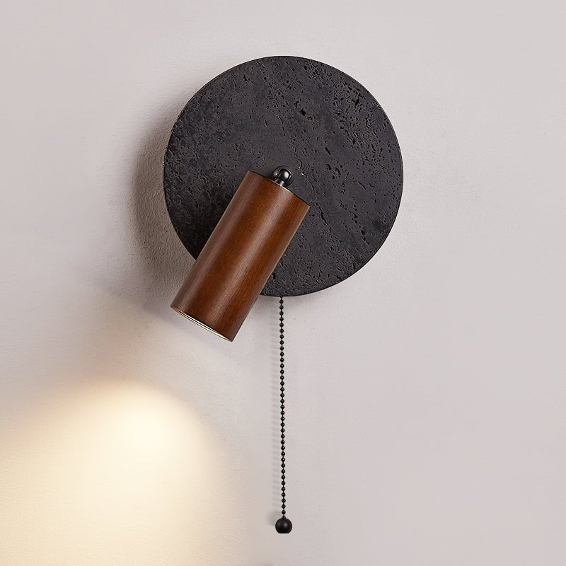 Black Travertine Walnut Wall Sconce