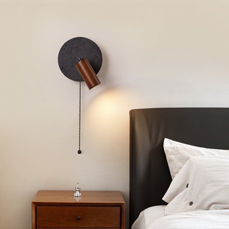 Black Travertine Walnut Wall Sconce
