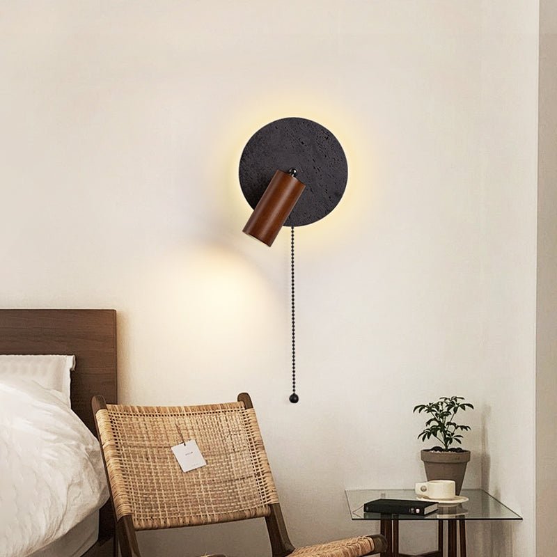 Black Travertine Walnut Wall Sconce
