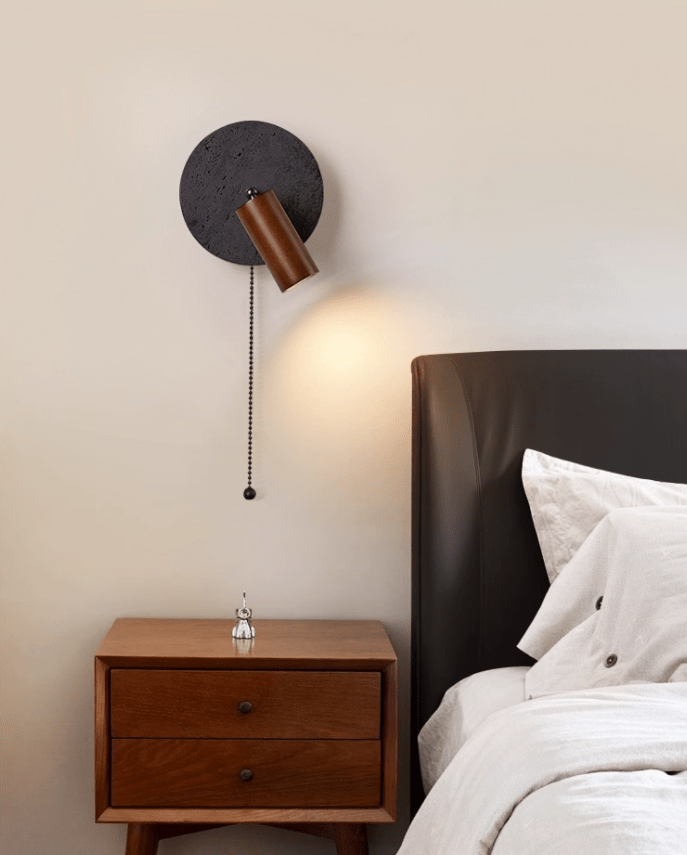 Black Travertine Walnut Wall Sconce