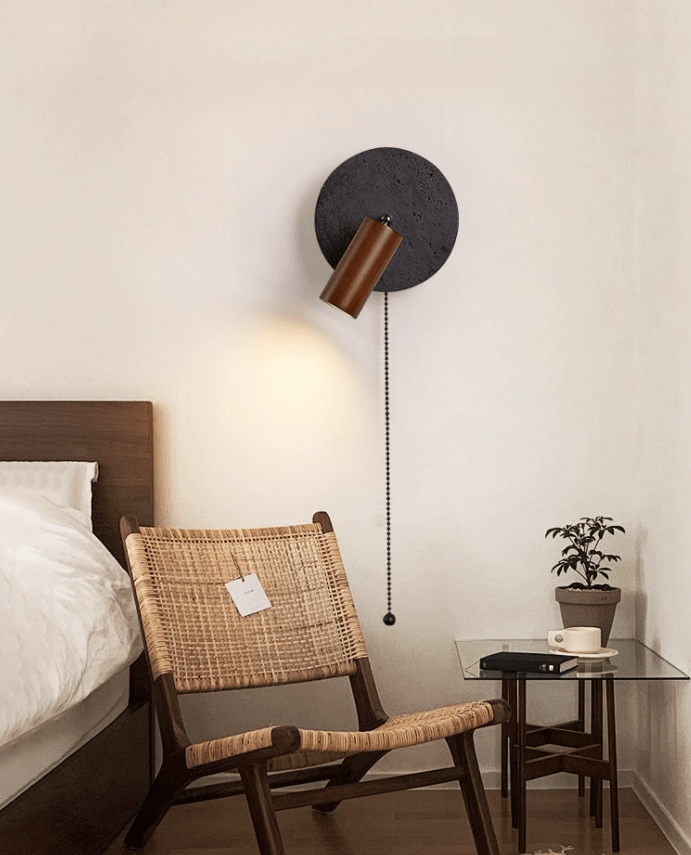 Black Travertine Walnut Wall Sconce