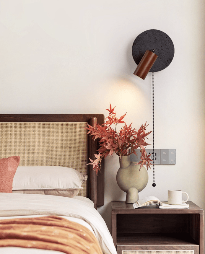Black Travertine Walnut Wall Sconce