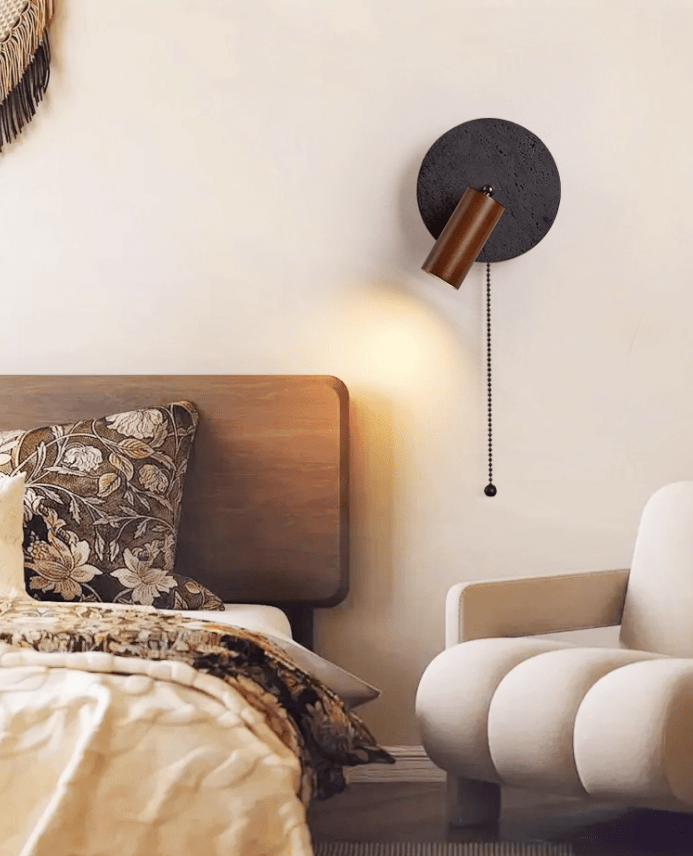 Black Travertine Walnut Wall Sconce