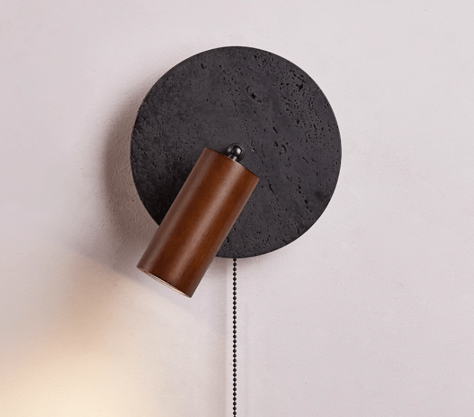 Black Travertine Walnut Wall Sconce