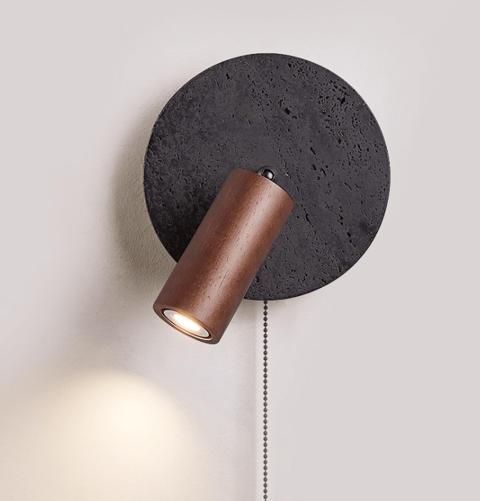 Black Travertine Walnut Wall Sconce