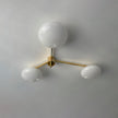 Art Deco Brass & Opal Glass Ceiling Lamp