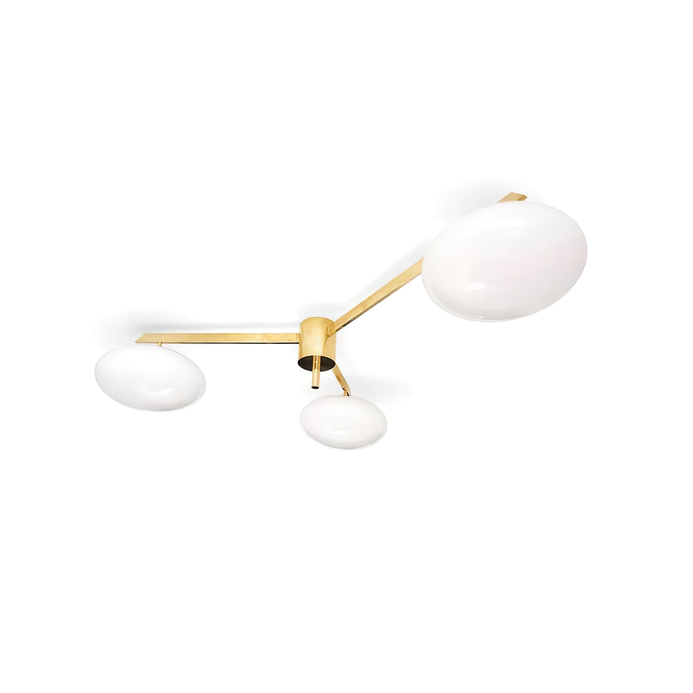 Art Deco Brass & Opal Glass Ceiling Lamp
