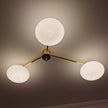 Art Deco Brass & Opal Glass Ceiling Lamp