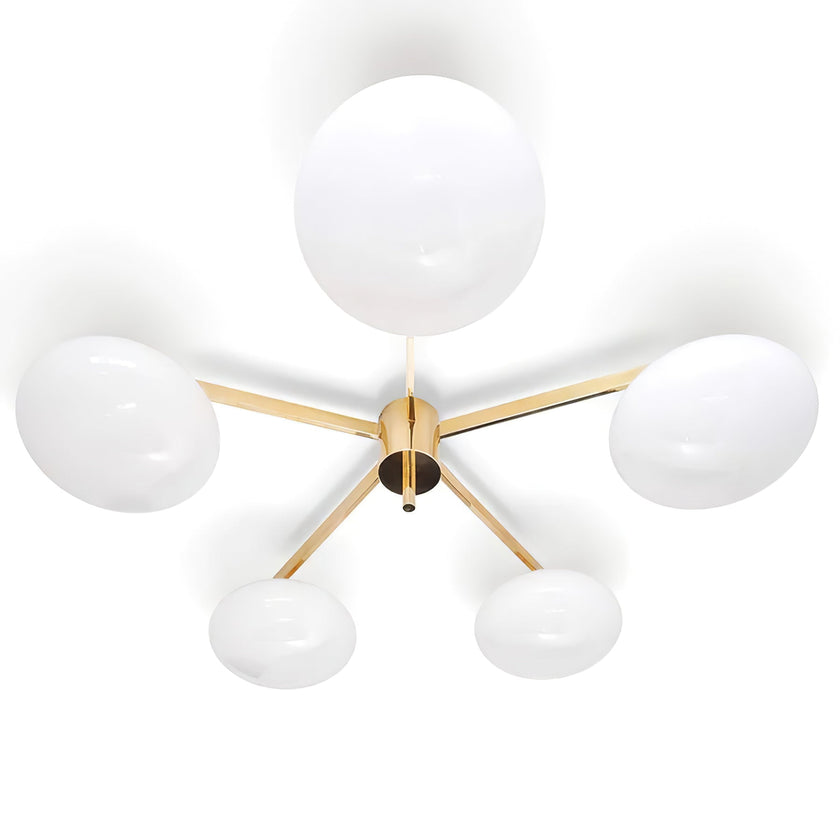 Art Deco Brass & Opal Glass Ceiling Lamp