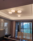 Art Deco Brass & Opal Glass Ceiling Lamp