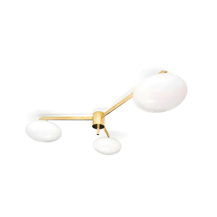 Art Deco Brass & Opal Glass Ceiling Lamp