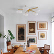 Art Deco Brass & Opal Glass Ceiling Lamp
