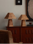 Burl Wood Pyramid Table Lamp