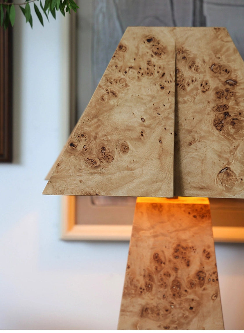 Burl Wood Pyramid Table Lamp