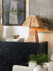 Burl Wood Pyramid Table Lamp