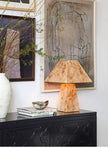 Burl Wood Pyramid Table Lamp