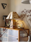 Burl Wood Pyramid Table Lamp