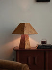 Burl Wood Pyramid Table Lamp