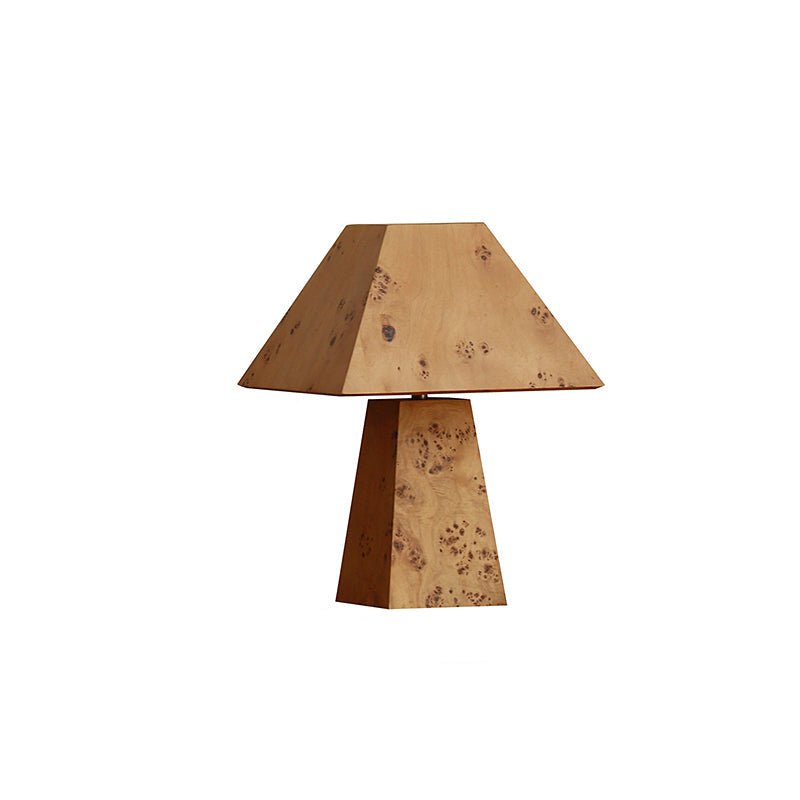 Burl Wood Pyramid Table Lamp