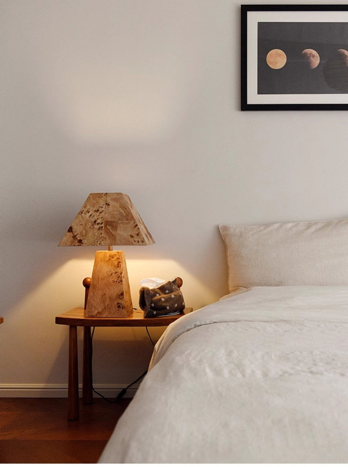 Burl Wood Pyramid Table Lamp