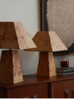 Burl Wood Pyramid Table Lamp