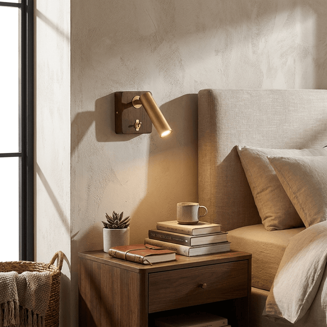 Ash Wood LED Reading Wall Sconce