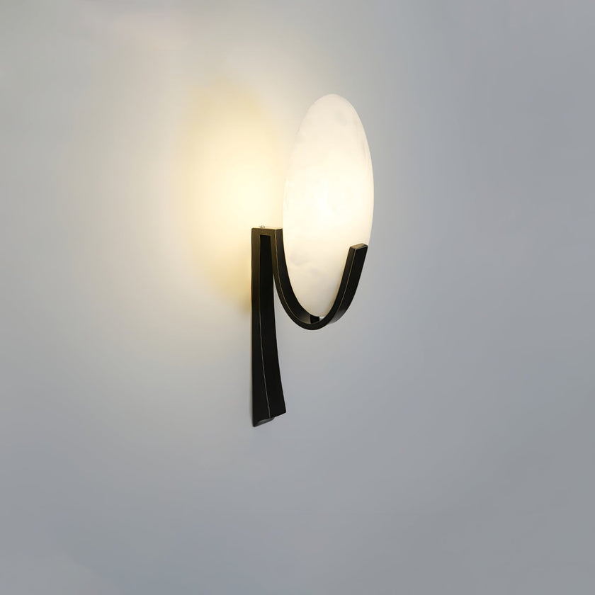 Alabaster Brass Cylinder Wall Lamp