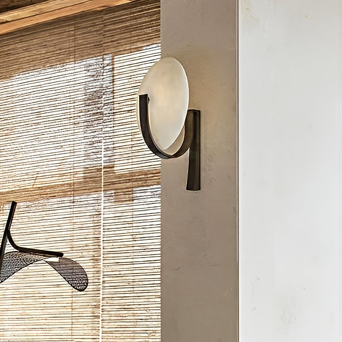 Alabaster Brass Cylinder Wall Lamp